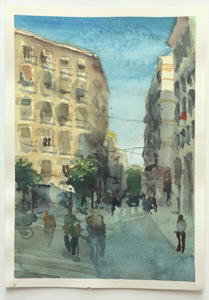 Aquarel·la urbana del carrer del Carme de Barcelona