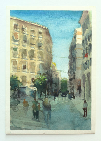 Aquarel·la urbana del carrer del Carme de Barcelona